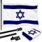 G128 Combo Pack: 6 Feet Tangle Free Spinning Flagpole (Black) Israel Israeli Flag 3x5 ft Printed 150D Brass Grommets (Flag Included) Aluminum Flag Pole